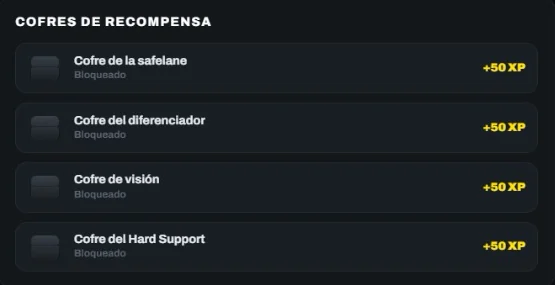Cofres de recompensa bloqueados de +50 XP